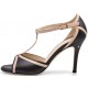 OLIVIA - black leather with pink patent leather