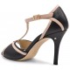 OLIVIA - black leather with pink patent leather