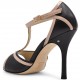 OLIVIA - black leather with pink patent leather