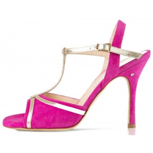 VICKY Camoscio fucsia e laminato platino