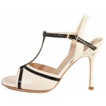 VICKY White Leather And Black Patent
