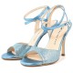 CHERIE Blue glitter lace and laminated leather - 10.5cm