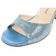 CHERIE Blue glitter lace and laminated leather 
