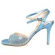 CHERIE Blue glitter lace and laminated leather - 8.5cm