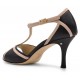 OLIVIA - black leather with pink patent leather - 7.0cm
