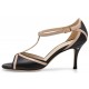 OLIVIA - black leather with pink patent leather - 7.0cm