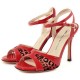 THELMA Red patent and leopard net