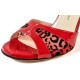 THELMA Red patent and leopard net