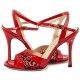 THELMA Red patent and leopard net